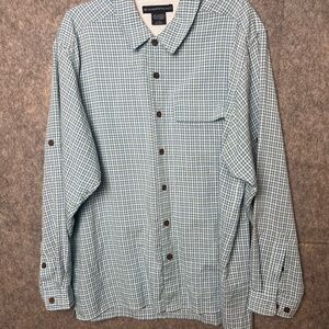 Exofficio Men Large‎ Blue and Green Checkered Fishing Shirt